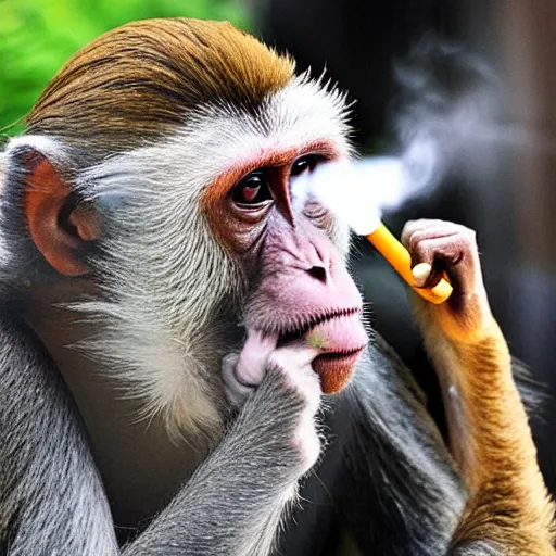 Prompt: a monkey smoking a cigarette