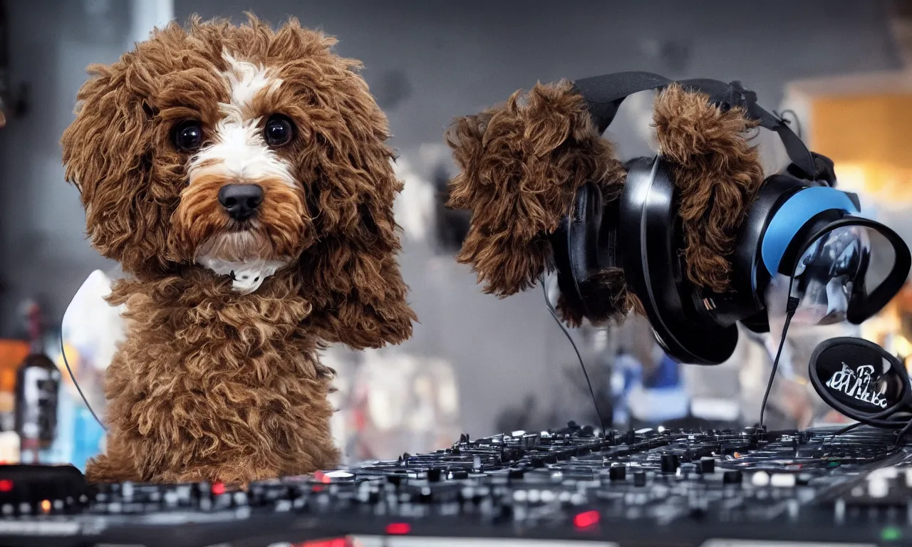 Prompt: dj cavoodle in da house, ultra realistic 8 k /