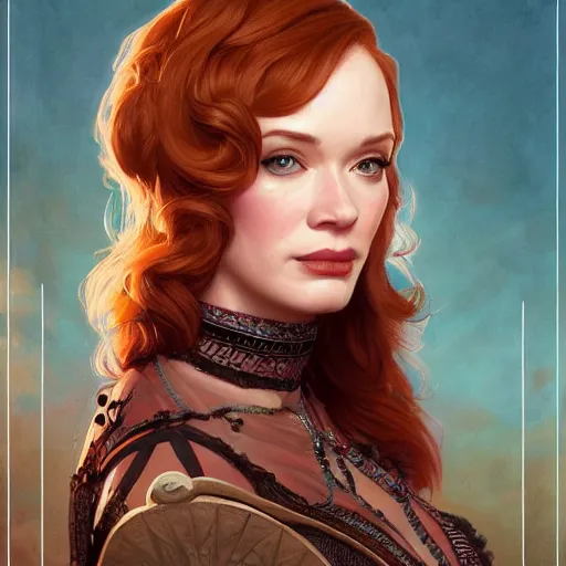 Image similar to christina hendricks on the cover of sports illustrated 1 9 6 5,, intricate, elegant, highly detailed, digital painting, artstation, concept art, matte, sharp focus, illustration, hearthstone, art by artgerm and greg rutkowski and alphonse mucha