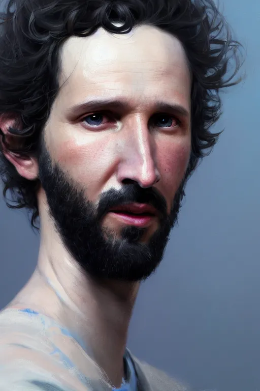 Image similar to ultra detailed close up facial portrait of bret mckenzie, extremely detailed digital painting, in the style of fenghua zhong and ruan jia and jeremy lipking and peter mohrbacher, mystical colors, rim light, beautiful lighting, 8 k, stunning scene, raytracing, octane, trending on artstation