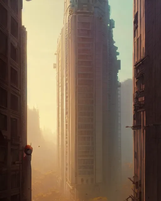 Prompt: highly detailed vfx portrait of a tall building, unreal engine, greg rutkowski, loish, rhads, beeple, makoto shinkai and lois van baarle, ilya kuvshinov, rossdraws, tom bagshaw, alphonse mucha, global illumination, detailed and intricate environment