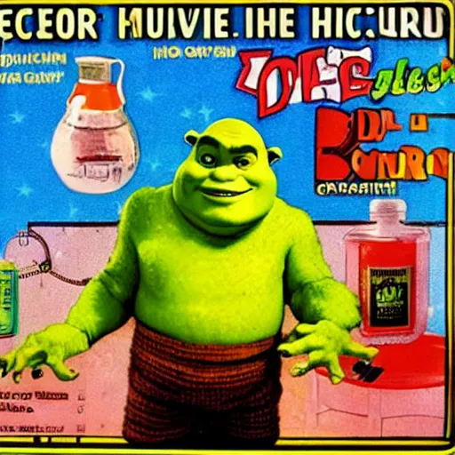 Image similar to Doctor Shrek gives you Medicine for your flu in the 80s