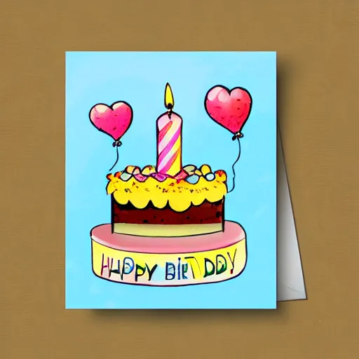 Image similar to birthday card, birthday cake with candles, cute illustration by basia tran