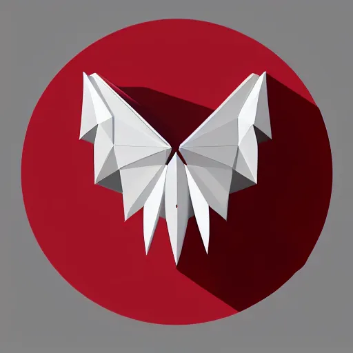 Image similar to low poly, vector, white eagle icon, in a book, red background, cgsociety, artstation, octane render