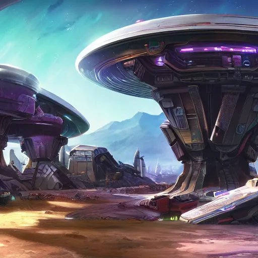 Image similar to Starfinder planet landscape. Concept art, 4k, highly detailed.