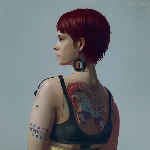 Prompt: highly detailed upper body portrait christina hendricks wearing plastic crop top cyberpunk in gta v, stephen bliss, unreal engine, fantasy art by greg rutkowski, loish, rhads, ferdinand knab, makoto shinkai and lois van baarle, ilya kuvshinov, rossdraws, tom bagshaw, global illumination, radiant light, detailed and intricate environment