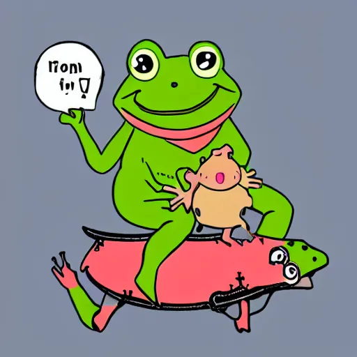 Prompt: a frog riding on a pig in a nuclear wasteland