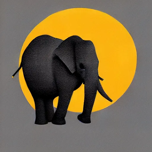 Image similar to minimalist boho style art of an elephant at sunrise, illustration, vector art