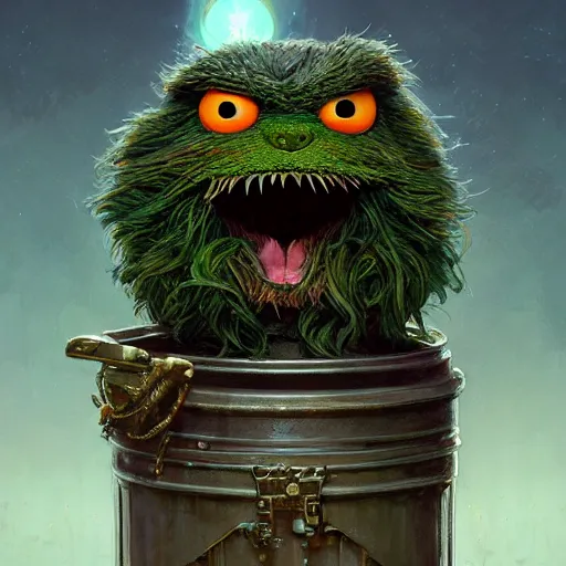 Prompt: highly detailed portrait of oscar the grouch with long hairs, stephen bliss, unreal engine, fantasy art by greg rutkowski, loish, rhads, ferdinand knab, makoto shinkai and lois van baarle, ilya kuvshinov, rossdraws, tom bagshaw, alphonse mucha, global illumination, radiant light, detailed and intricate environment