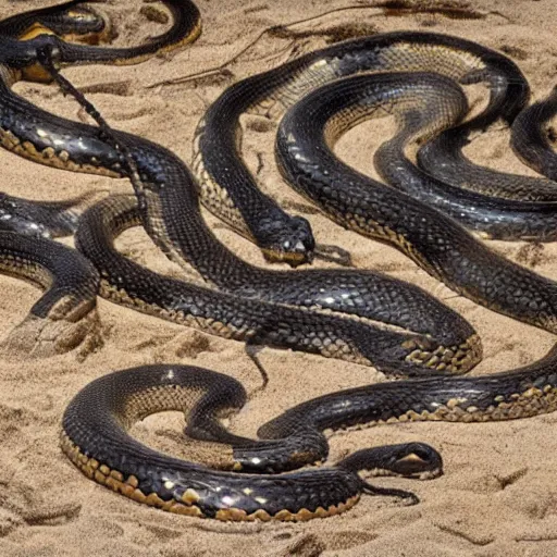 Image similar to deep pit of venomous snakes on a beach