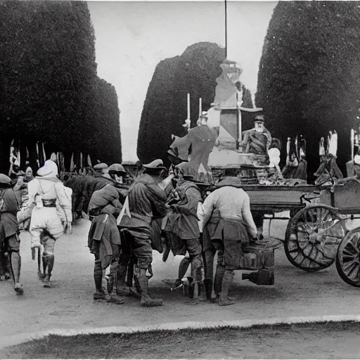 Image similar to signing on the treating of versailles, photograph in 1 9 1 9, fortnite
