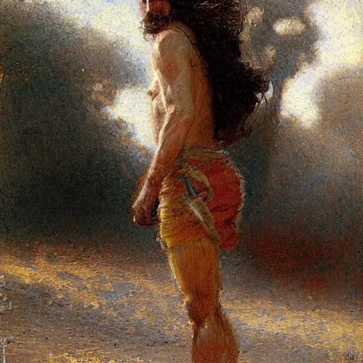 Prompt: man stuck in asphalt, smooth digital painting by Gaston Bussiere, photorealistic