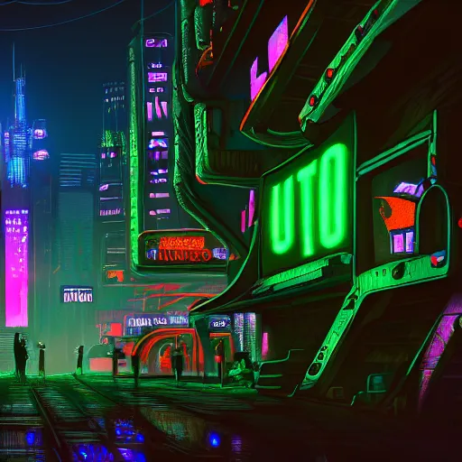 Prompt: Shrek, Cyberpunk, Neon lights, City background, Ultradetailed, Cyborg, Futuristic, Far Future, Sci-fi, 4k