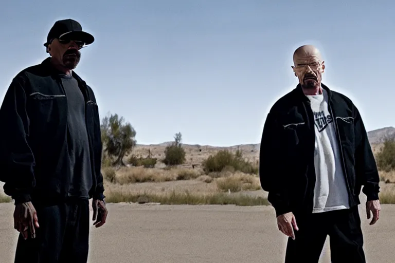 Image similar to film still of walter white as a rapper in straight outta compton movie 2 0 1 5, cinematic, movie frame, rule of thirds, 8 k