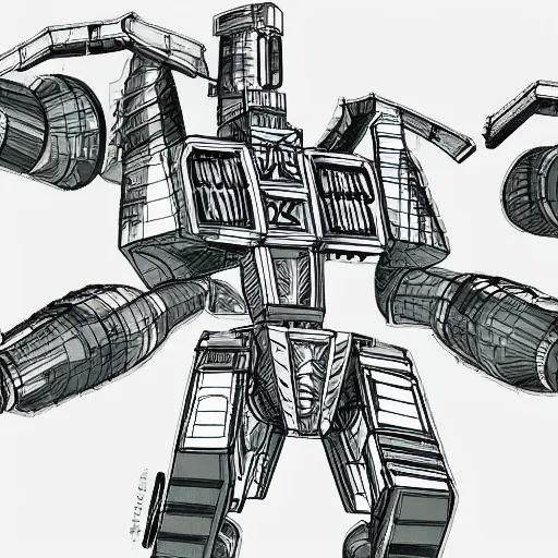 Prompt: schematic of a giant war machine