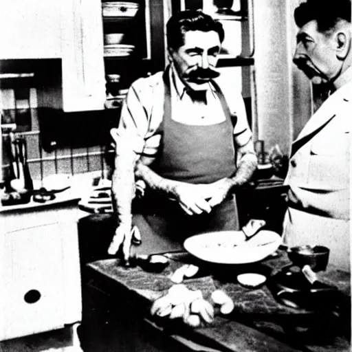 Image similar to Beautiful Food photography of Joseph Stalin Joseph Stalin in the kitchen making Gulash