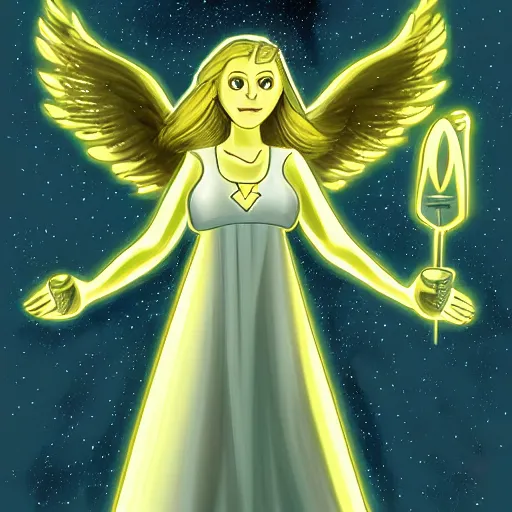 Image similar to a angel of light protecting planet earth drawn by boris valejo