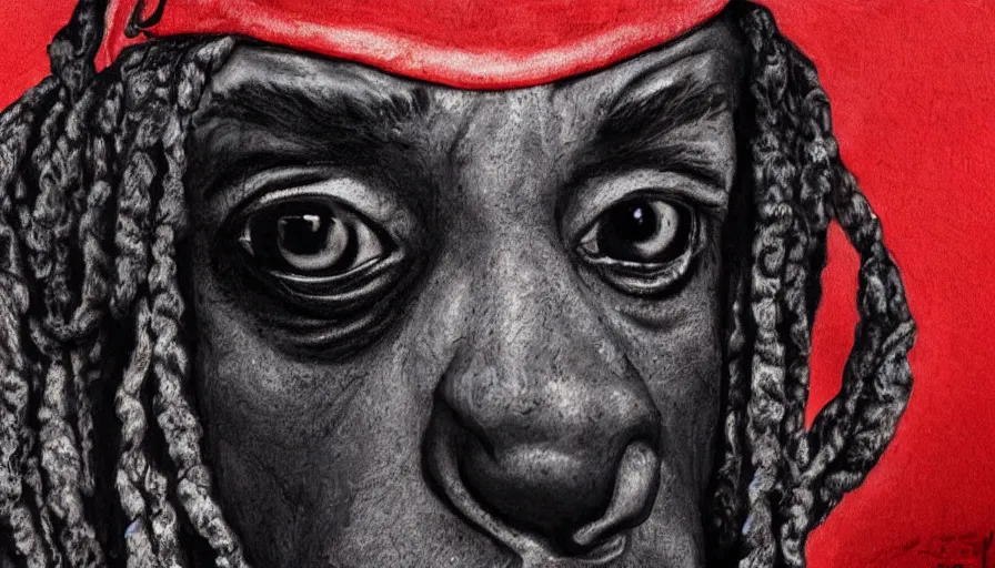 Image similar to Snoop Dogg smiled sweetly red eyes, nothing superfluous, photorealism