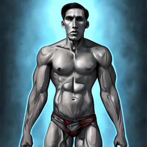 Image similar to Muscular Jerma , digital art , hyperdetailed , artstation , cgsociety , matt painting , concept art