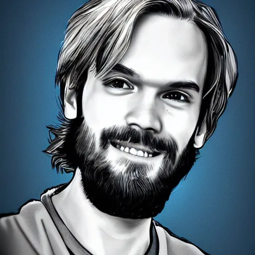 Image similar to pewdiepie, digital art, trending on art station