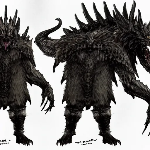 Image similar to concept art of disturbing animal, dark souls boss