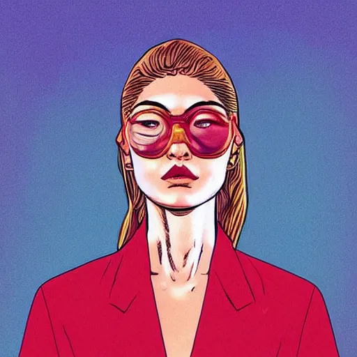 Image similar to “ gigi hadid retro minimalist portrait by jean giraud, moebius starwatcher comic, 8 k ”