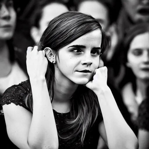 Prompt: Emma Watson gasping in excitement, (EOS 5DS R, ISO100, f/8, 1/125, 84mm, postprocessed, crisp face, facial features)