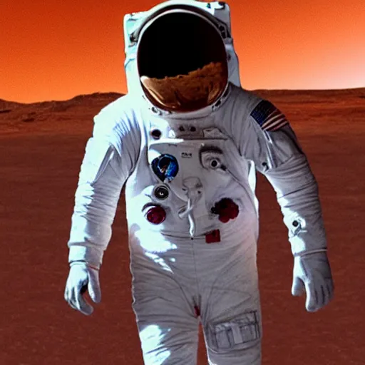 Image similar to elon musk as an astronaut in mars, highly detailed