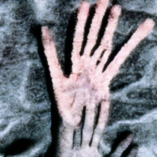Image similar to filmic extreme closeup movie still 35mm film color photograph of a severed human hand, in the style of a realistic 1980s horror movie