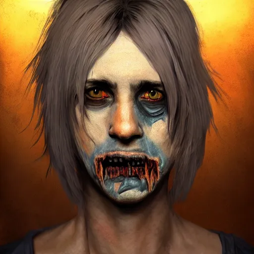 Image similar to portrait of limahl as a zombie with cuts on face, 7 days to die zombie, fine art, award winning, intricate, elegant, sharp focus, cinematic lighting, highly detailed, digital painting, 8 k concept art, art by guweiz and z. w. gu, masterpiece, trending on artstation, 8 k