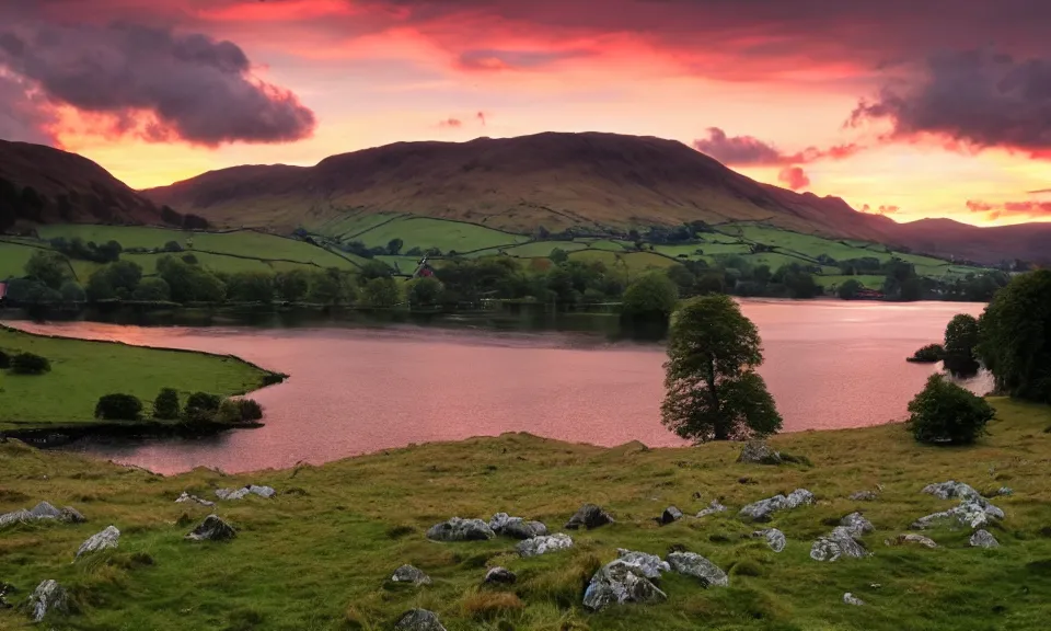 Image similar to sunset at the lake district