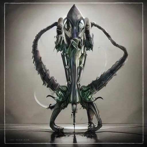 Prompt: phyrexian dreadnought borg queen xenomorph hybrid with protomolecule vesicles being possessed by the machine spirit rikolo and doctor seuss with joan semmel and hr giger pastel high contrast cinematic light, mystical shadows, sharp focus, divine realm of gods, octane render