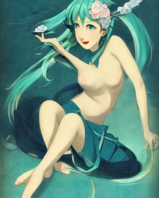 Prompt: Hatsune Miku by Enoch Bolles