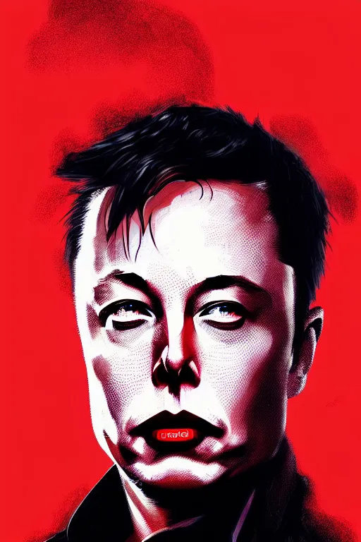 Image similar to elon musk, manga cover art, detailed color portrait, artstation trending, 8 k, greg rutkowski