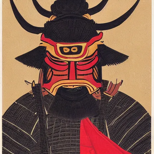 Image similar to portrait of samurai wearing oni mask