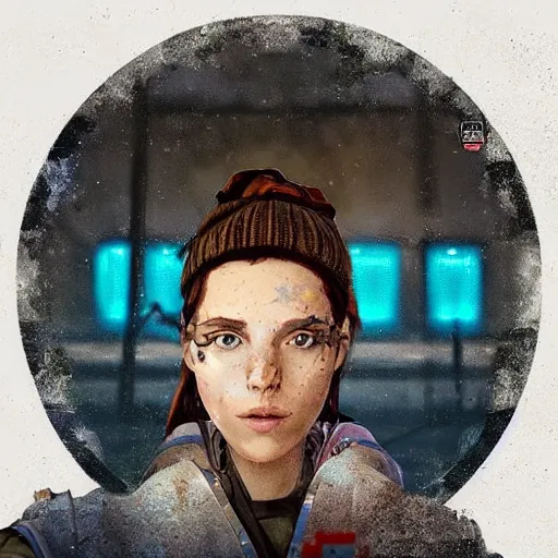 Image similar to “a mid distance portrait of woman wearing a survival outfit, lots of gear. Junkyard in the background. Science fiction. Intricate digital painting. Character portrait. Character design. Concept art. Symmetrical face. Detailed realistic face.”