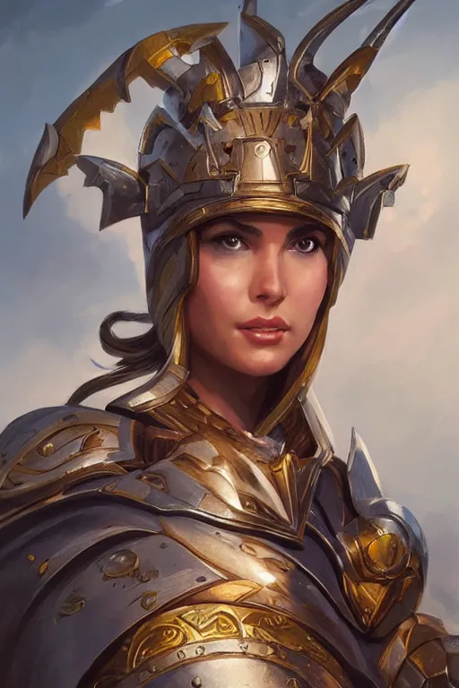 Image similar to amazon valkyrie athena, d & d, fantasy, portrait, highly detailed, headshot, digital painting, trending on artstation, concept art, sharp focus, illustration, art by artgerm and greg rutkowski and magali villeneuve