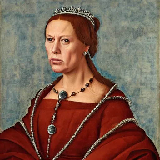 Image similar to photo realistic renaissance portrait of donald trump as a female royalty