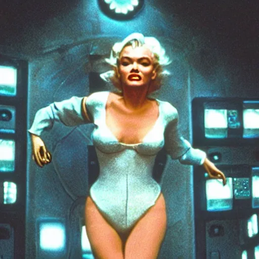 Image similar to “A film still of Marlyn Monroe in The Fifth Element (1997), directed by Luc Besson” 4k