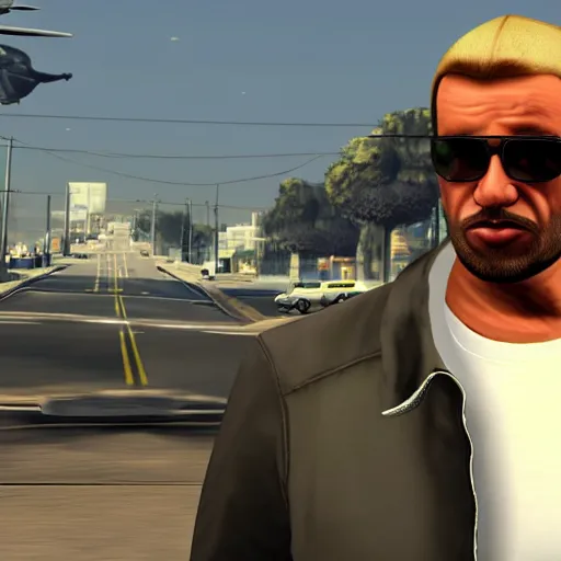 Prompt: Reinaldo Normand in grand theft auto style