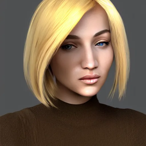 Prompt: portrait, beautiful, woman, blond hair, made with zbrush