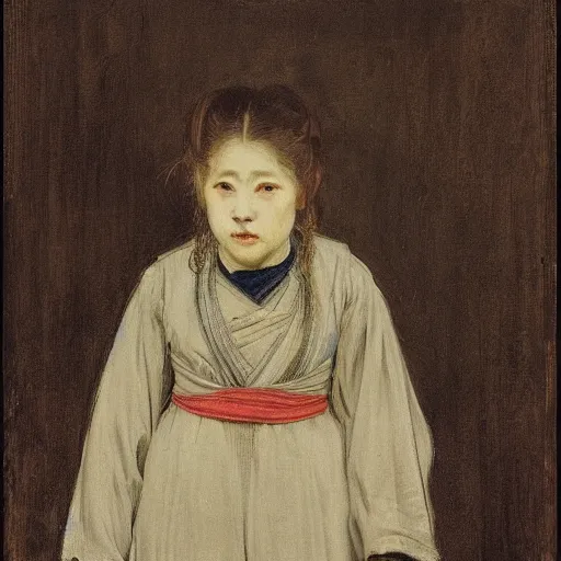 Prompt: by millais, portrait painting of victorian yokai, 8 k, highly detailed,