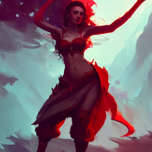 Prompt: a beautiful red sorceress wearing crop top, game of thrones concept art by pete mohrbacher and guweiz and ilya kuvshinov, digital art, highly detailed, intricate, sharp focus, trending on artstation hq, deviantart, unreal engine 5, 4 k uhd image