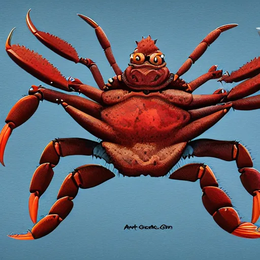 Image similar to a detailed illustration of a crab monster, art station, Flickr, concept art