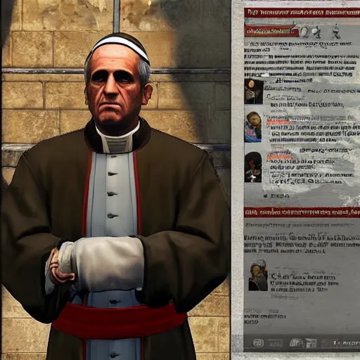 Image similar to the pope as a game character in gta 5, game graphics, game screenshot