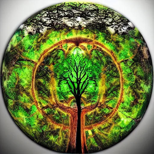 Image similar to godly tree of life seen from outer space engulfs the earth