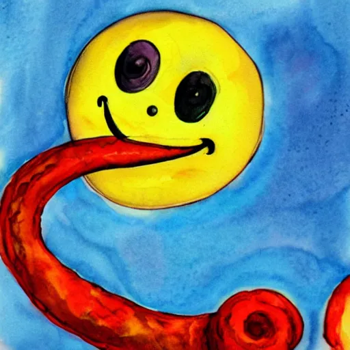 Prompt: smiley worm in the style of moonshadow, jon j. muth, watercolor