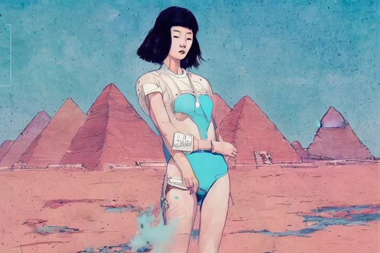 Prompt: lee jin - eun in astronaut dress emerging from turquoise water in egyptian pyramid by nicola samuri, conrad roset, m. k. kaluta, martine johanna, rule of thirds, seductive look, beautiful, refined, very coherent symmetry