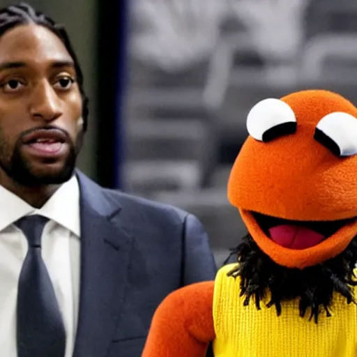 Image similar to kawhi lenard as a muppet playing in the nba