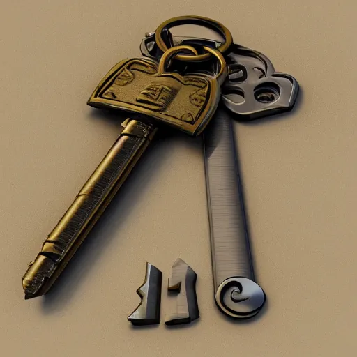 Image similar to metal key for the doors, rpg game inventory item, stylized, perspective view, ArtStation concept